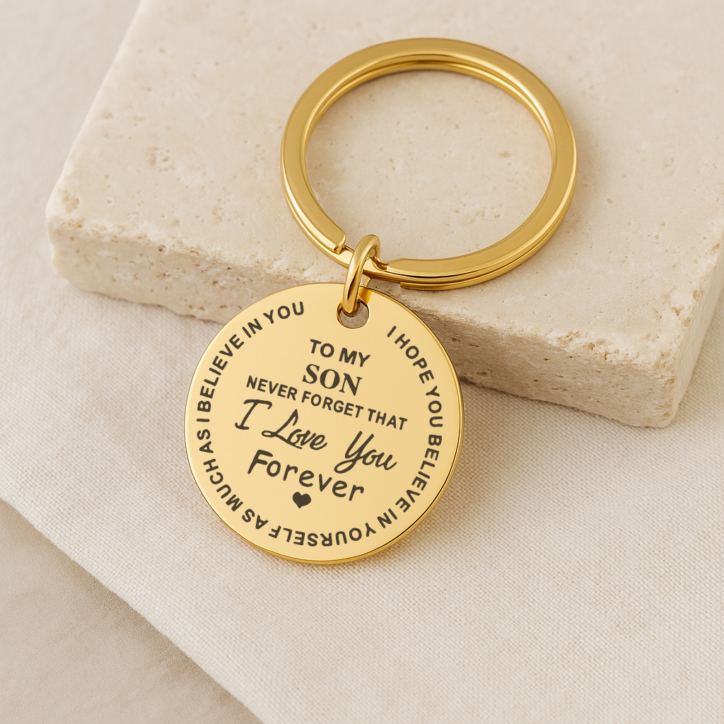 Personalised 2 Circles with Photo Engraved Keyring