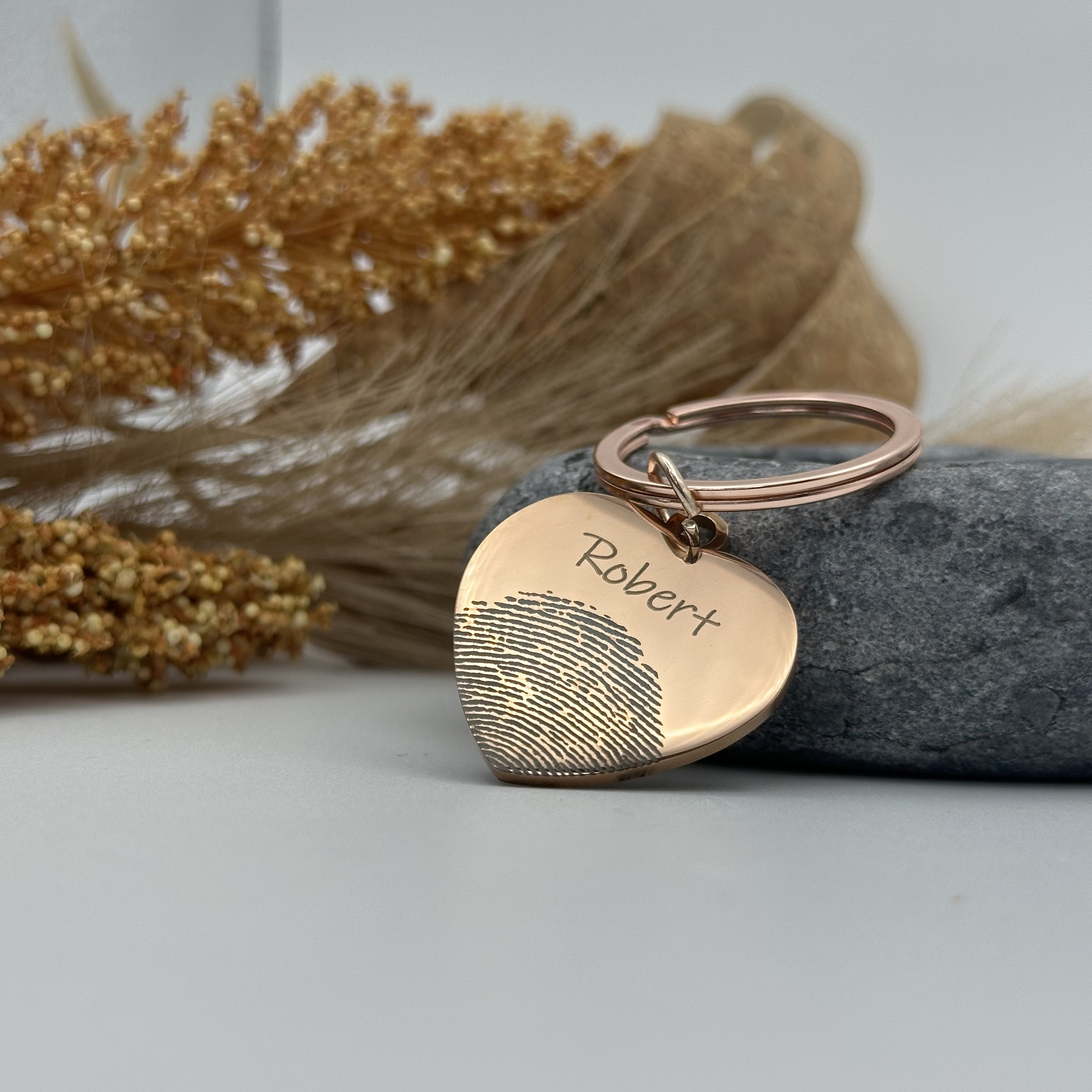 Personalised 2 Circles with Photo Engraved Keyring