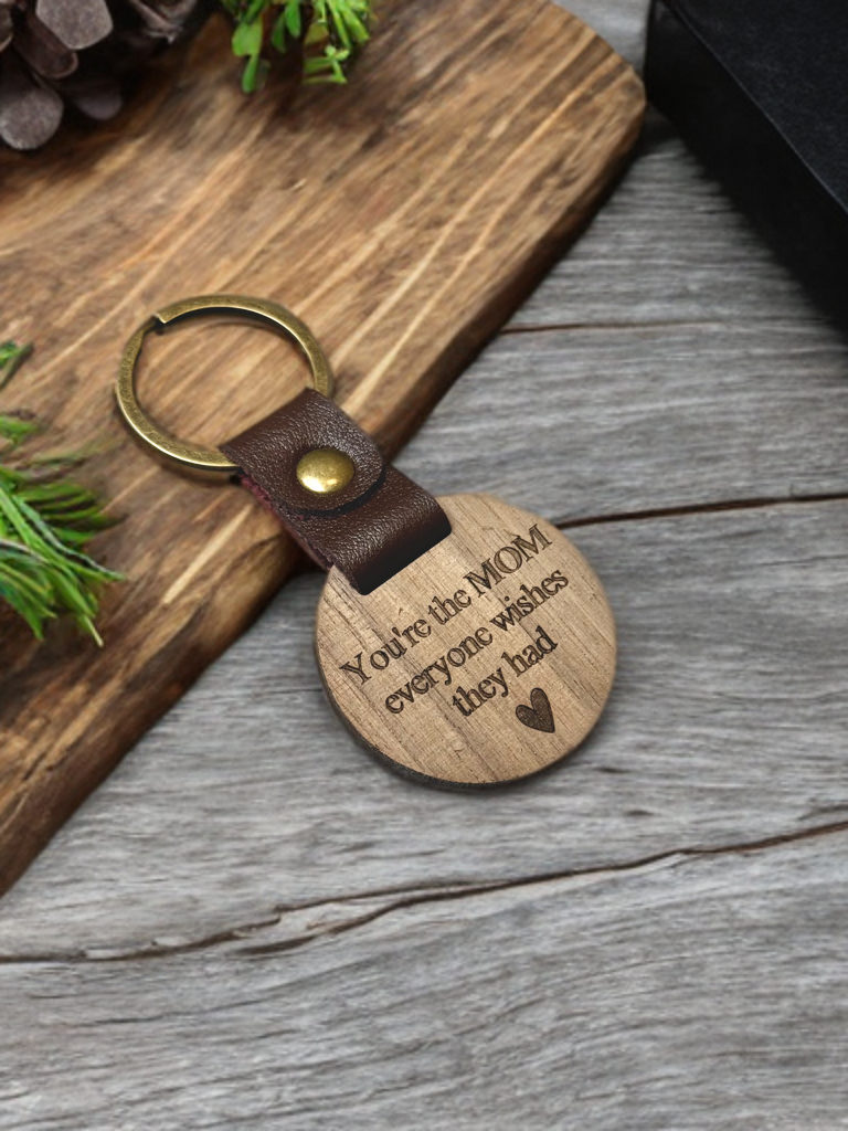 Personalised 2 Circles with Photo Engraved Keyring