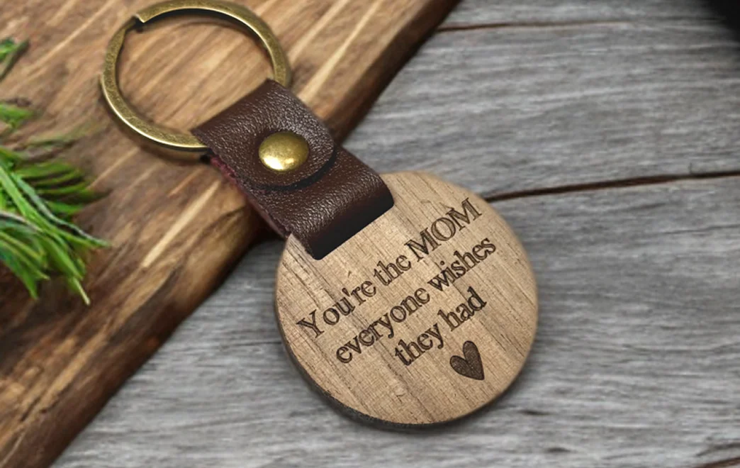 Personalised 2 Circles with Photo Engraved Keyring